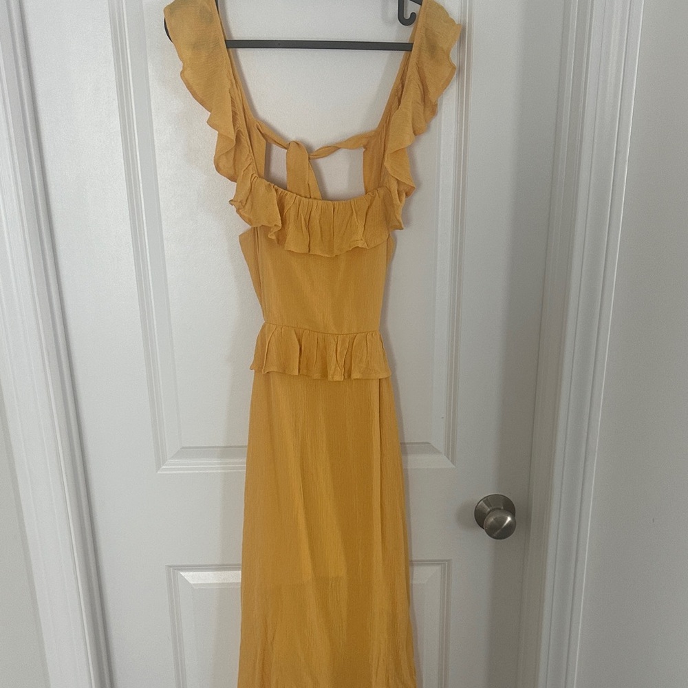 Forever 21 Mustard Backless Ruffle Dress